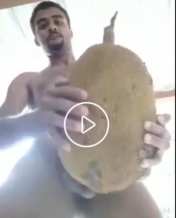 Asian man fuck fruit to satisfy himself