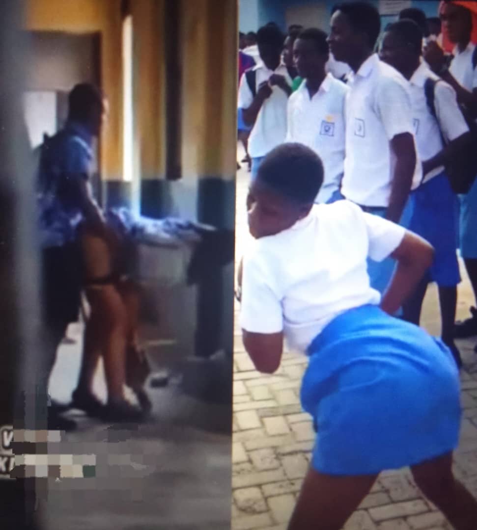 High school girl gets fuck by classmate at the walkway